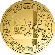 Belgium 100 Euro 500th Anniversary of Birth of Andreas Vesalius 2014 Proof KM# 346 BELGIQUE BELGIE BELGIEN Q P 100 EURO 2014 LL coin reverse