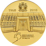 Malta 100 Euro 50th Anniversary of the Central Bank of Malta 2018 Proof 1968 2018 50 ANNIVERSARJU BANK CENTRALI TA' MALTA coin reverse Malta 100 Euro 50th Anniversary of the Central Bank of Malta 2018 Proof 1968 2018 50 ANNIVERSARJU BANK CENTRALI TA' MALTA coin reverse