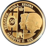 Belgium 100 Euro Royal Wedding Anniversary 2009 Proof KM# 283 PAOLA REGINA BELGARVM ALBERTUS II REX coin obverse