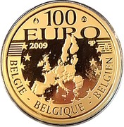 Belgium 100 Euro Royal Wedding Anniversary 2009 Proof KM# 283 100 EURO 2009 Q P LL BELGIE BELGIQUE BELGIEN coin reverse
