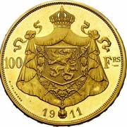 Belgium 100 Francs (Albert I. Pattern) KM# Pn188 100 FRS 19 11 coin reverse Belgium 100 Francs (Albert I. Pattern) KM# Pn188 100 FRS 19 11 coin reverse