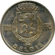 Belgium 100 Francs Leopold III 1949 KM# 139.2 100 FRK BELGIË coin reverse Belgium 100 Francs Leopold III 1949 KM# 139.2 100 FRK BELGIË coin reverse