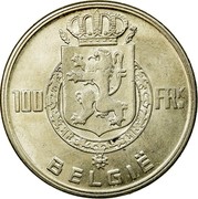 Belgium 100 Francs Leopold III 1949 KM# 139.1 100 FRK BELGIË coin reverse Belgium 100 Francs Leopold III 1949 KM# 139.1 100 FRK BELGIË coin reverse