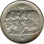 Belgium 100 Francs Leopold III 1950 KM# 138.1 100 FRS BELGIQUE coin reverse Belgium 100 Francs Leopold III 1950 KM# 138.1 100 FRS BELGIQUE coin reverse