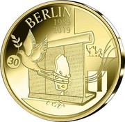 Belgium 12 1/2 Euro 30 Years of the Fall of the Berlin Wall 2019 Proof BERLIN 1989 2019 30 coin obverse Belgium 12 1/2 Euro 30 Years of the Fall of the Berlin Wall 2019 Proof BERLIN 1989 2019 30 coin obverse