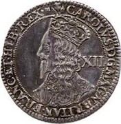 UK 12 Shillings Charles I ND KM# 85 CAROLVS · D : G · MAGN · BRITAN · FRANC · ET · HIB · REX coin obverse UK 12 Shillings Charles I ND KM# 85 CAROLVS · D : G · MAGN · BRITAN · FRANC · ET · HIB · REX coin obverse