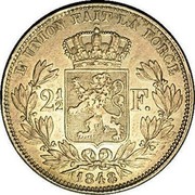 Belgium 2 1/2 Francs 1848 KM# 11 Decimal Coinage L'UNION FAIT LA FORCE 2 1/2 F. 1848 coin reverse Belgium 2 1/2 Francs 1848 KM# 11 Decimal Coinage L'UNION FAIT LA FORCE 2 1/2 F. 1848 coin reverse