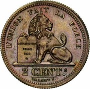 Belgium 2 Centimes 1833 KM# 4.1 Decimal Coinage L'UNION FAIT LA FORCE CONSTITUTION BELGE 1831 * 2 CENT.S BRAEMT F. coin reverse Belgium 2 Centimes 1833 KM# 4.1 Decimal Coinage L'UNION FAIT LA FORCE CONSTITUTION BELGE 1831 * 2 CENT.S BRAEMT F. coin reverse