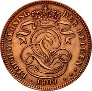 Belgium 2 Centimes 1909 KM# 36 Decimal Coinage LEOPOLD II KONING DER BELGEN 1909 coin obverse Belgium 2 Centimes 1909 KM# 36 Decimal Coinage LEOPOLD II KONING DER BELGEN 1909 coin obverse