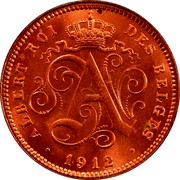 Belgium 2 Centimes Albert I 1912 KM# 64 ALBERT ROI DES BELGES 1919 coin obverse Belgium 2 Centimes Albert I 1912 KM# 64 ALBERT ROI DES BELGES 1919 coin obverse