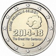 Belgium 2 Euro 100th Anniversary of the Beginning of the First World War 2014 KM# 345 BELGIE BELGIQUE BELGIEN 2014 18 THE GREAT WAR CENTENARY coin obverse Belgium 2 Euro 100th Anniversary of the Beginning of the First World War 2014 KM# 345 BELGIE BELGIQUE BELGIEN 2014 18 THE GREAT WAR CENTENARY coin obverse