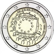 Belgium 2 Euro (30th Anniversary of the Flag of Europe) BELGIE BELGIQUE BELGIEN 1985-2015 coin obverse Belgium 2 Euro (30th Anniversary of the Flag of Europe) BELGIE BELGIQUE BELGIEN 1985-2015 coin obverse