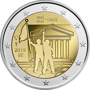Belgium 2 Euro (50th Anniversary of the Student Revolt of May) MEI - 1968 MAI 2018 BE coin obverse Belgium 2 Euro (50th Anniversary of the Student Revolt of May) MEI - 1968 MAI 2018 BE coin obverse