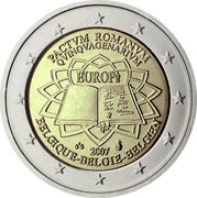 Belgium 2 Euro 50th Anniversary of the Treaty of Rome 2007 Proof KM# 247 PACTVM ROMANVM QVINQVAGENARIVM EUROPAE 2007 BELGIQUE BELGIE BELGIEN coin obverse Belgium 2 Euro 50th Anniversary of the Treaty of Rome 2007 Proof KM# 247 PACTVM ROMANVM QVINQVAGENARIVM EUROPAE 2007 BELGIQUE BELGIE BELGIEN coin obverse