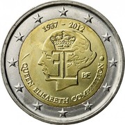 Belgium 2 Euro (75th Anniversary of Queen Elizabeth Music Competition) KM# 317 1937 - 2012 EE BE QUEEN ELIZABETH COMPETITION coin obverse Belgium 2 Euro (75th Anniversary of Queen Elizabeth Music Competition) KM# 317 1937 - 2012 EE BE QUEEN ELIZABETH COMPETITION coin obverse