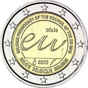 Belgium 2 Euro Belgian Presidency of the Council of the EU 2010 KM# 289 BELGIAN PRESIDENCY OF THE COUNCIL OF THE EU 2010 TRIO.BE EU 2010 BELGIE BELGIQUE BELGIEN coin obverse Belgium 2 Euro Belgian Presidency of the Council of the EU 2010 KM# 289 BELGIAN PRESIDENCY OF THE COUNCIL OF THE EU 2010 TRIO.BE EU 2010 BELGIE BELGIQUE BELGIEN coin obverse