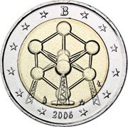 Belgium 2 Euro Reopening of the Brussels Atomium 2006 KM# 241 B LL 2006 coin obverse Belgium 2 Euro Reopening of the Brussels Atomium 2006 KM# 241 B LL 2006 coin obverse