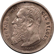 Belgium 2 Francs Leopold II 1904 KM# 58.1 LEOPOLD II ROI DES BELGES TH.VINÇOTTE coin obverse Belgium 2 Francs Leopold II 1904 KM# 58.1 LEOPOLD II ROI DES BELGES TH.VINÇOTTE coin obverse