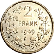 Belgium 2 Francs 1909 KM# 59 Decimal Coinage 2 FRANK 1909 coin reverse Belgium 2 Francs 1909 KM# 59 Decimal Coinage 2 FRANK 1909 coin reverse