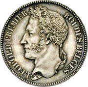 Belgium 2 Francs (Leopold I) KM# 9.2 LEOPOLD PREMIER ROI DES BELGES BRAEMT F. coin obverse Belgium 2 Francs (Leopold I) KM# 9.2 LEOPOLD PREMIER ROI DES BELGES BRAEMT F. coin obverse
