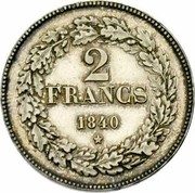 Belgium 2 Francs (Leopold I) KM# 9.2 2 FRANCS 1840 coin reverse Belgium 2 Francs (Leopold I) KM# 9.2 2 FRANCS 1840 coin reverse
