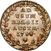 Belgium 2 Liards 2 Liards Joseph II 1788 (b) KM# 31 AD USUM BELGII AUSTR 1788 coin reverse