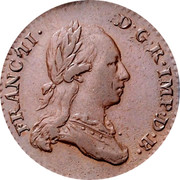 Belgium 2 Liards 1793 (b) KM# 57 Standart Coinage FRANC II D G R IMP D B coin obverse Belgium 2 Liards 1793 (b) KM# 57 Standart Coinage FRANC II D G R IMP D B coin obverse