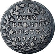 Belgium 2 Liards Maria Theresa 1750 (h) KM# 3 AD USUM BELGII AUSTR 1749 coin reverse Belgium 2 Liards Maria Theresa 1750 (h) KM# 3 AD USUM BELGII AUSTR 1749 coin reverse