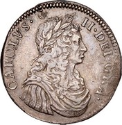 UK 2 Merks 1664 KM# 103.1 Scotland CAROLVS II DEI GRA coin obverse UK 2 Merks 1664 KM# 103.1 Scotland CAROLVS II DEI GRA coin obverse