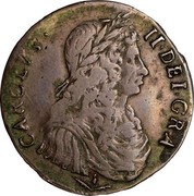 UK 2 Merks 1673 KM# 103.2 Scotland CAROLVS II DEI GRA coin obverse UK 2 Merks 1673 KM# 103.2 Scotland CAROLVS II DEI GRA coin obverse