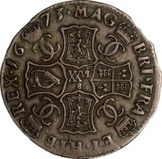 UK 2 Merks 1673 KM# 103.2 Scotland MAG BRI FRA ET HIB REX 1673 coin reverse UK 2 Merks 1673 KM# 103.2 Scotland MAG BRI FRA ET HIB REX 1673 coin reverse