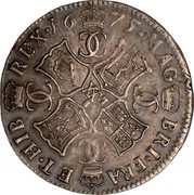 UK 2 Merks 1675 KM# 103.4 Scotland MAG BRI FRA ET HIB REX 1675 coin reverse UK 2 Merks 1675 KM# 103.4 Scotland MAG BRI FRA ET HIB REX 1675 coin reverse