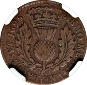 UK 2 Pence 1695 KM# 137 Scotland NEMO ME IMPVNE LACESSET coin reverse UK 2 Pence 1695 KM# 137 Scotland NEMO ME IMPVNE LACESSET coin reverse