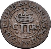 UK 2 Pence Charles I ND KM# 65 CAR D G SCOT ANG FR ET HIB R coin obverse UK 2 Pence Charles I ND KM# 65 CAR D G SCOT ANG FR ET HIB R coin obverse