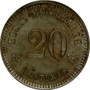 Belgium 20 Centimes Lion. Pattern 1859  ESSAI MONETAIRE 20 259 CENTIMES coin obverse Belgium 20 Centimes Lion. Pattern 1859  ESSAI MONETAIRE 20 259 CENTIMES coin obverse