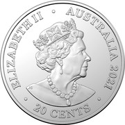 Australia 20 Cents AC/DC 45th Anniversary 2021 UNC in Coincard in 7 Coin Set ELIZABETH II AUSTRALIA 2021 20 CENTS coin obverse Australia 20 Cents AC/DC 45th Anniversary 2021 UNC in Coincard in 7 Coin Set ELIZABETH II AUSTRALIA 2021 20 CENTS coin obverse