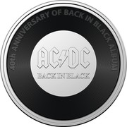 Australia 20 Cents (AC/DC. Back in Black) 40TH ANNIVERSARY OF BACK IN BLACK ALBUM AC/DC BACK IN BLACK coin reverse Australia 20 Cents (AC/DC. Back in Black) 40TH ANNIVERSARY OF BACK IN BLACK ALBUM AC/DC BACK IN BLACK coin reverse