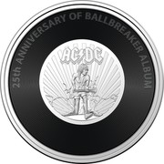 Australia 20 Cents (AC/DC. Ballbreaker) 25TH ANNIVERSARY OF BALLBREAKER ALBUM AC/DC coin reverse Australia 20 Cents (AC/DC. Ballbreaker) 25TH ANNIVERSARY OF BALLBREAKER ALBUM AC/DC coin reverse