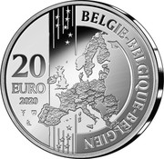 Belgium 20 Euro 20 Years Historical city center Bruges world heritage 2020 BELGIE BELGIQUE BELGIEN 20 EURO 2020 coin reverse Belgium 20 Euro 20 Years Historical city center Bruges world heritage 2020 BELGIE BELGIQUE BELGIEN 20 EURO 2020 coin reverse