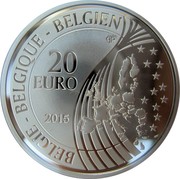 Belgium 20 Euro 70 Years of Peace in Europe 2015 Proof KM# 350 BELGIE BELGIQUE BELGIEN 20 EURO 2015 Q P coin obverse Belgium 20 Euro 70 Years of Peace in Europe 2015 Proof KM# 350 BELGIE BELGIQUE BELGIEN 20 EURO 2015 Q P coin obverse