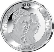 Belgium 20 Euro Abdication of King Albert II 2013 Proof KM# 330 PHILIPPVS ALBERTVS II 21.7.2013 coin reverse Belgium 20 Euro Abdication of King Albert II 2013 Proof KM# 330 PHILIPPVS ALBERTVS II 21.7.2013 coin reverse