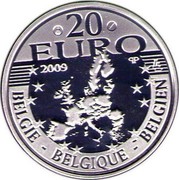Belgium 20 Euro Canonization of Father Damien 2009 Proof KM# 287 20 EURO 2009 LL BELGIE BELGIQUE BELGIEN Q P coin obverse Belgium 20 Euro Canonization of Father Damien 2009 Proof KM# 287 20 EURO 2009 LL BELGIE BELGIQUE BELGIEN Q P coin obverse