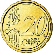 Belgium 20 Euro Cent Albert II - 2nd map - 1st type - 1st portrait 2007 Proof KM# 243 20 LL EURO CENT coin reverse Belgium 20 Euro Cent Albert II - 2nd map - 1st type - 1st portrait 2007 Proof KM# 243 20 LL EURO CENT coin reverse