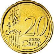 Belgium 20 Euro Cent Albert II - 2nd map - 2nd type - 2nd portrait 2008 Proof KM# 278 20 EURO CENT LL coin reverse Belgium 20 Euro Cent Albert II - 2nd map - 2nd type - 2nd portrait 2008 Proof KM# 278 20 EURO CENT LL coin reverse