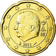 Belgium 20 Euro Cent (Albert II) KM# 299 A II BE 2011 coin obverse Belgium 20 Euro Cent (Albert II) KM# 299 A II BE 2011 coin obverse