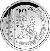 Belgium 20 Euro Toots Thielemans 2017 BELGIQUE BELGIE BELGIEN 20 EURO 2017 Q P coin obverse Belgium 20 Euro Toots Thielemans 2017 BELGIQUE BELGIE BELGIEN 20 EURO 2017 Q P coin obverse
