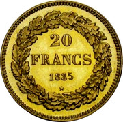 Belgium 20 Francs Leopold I 1835 KM# A23.1 20 FRANCS 1835 coin reverse Belgium 20 Francs Leopold I 1835 KM# A23.1 20 FRANCS 1835 coin reverse