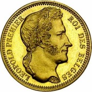 Belgium 20 Francs 1835 Restrike KM# A23.2 Decimal Coinage LEOPOLD PREMIER ROI DES BELGES BRAEMT F. coin obverse Belgium 20 Francs 1835 Restrike KM# A23.2 Decimal Coinage LEOPOLD PREMIER ROI DES BELGES BRAEMT F. coin obverse