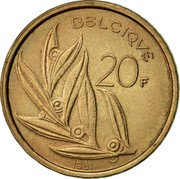 Belgium 20 Francs Baudouin I 1981 KM# 159 BELGIQVE 20F 1980 coin reverse