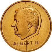 Belgium 20 Francs Albert II 1995 Sets only KM# 192 ALBERT II coin obverse Belgium 20 Francs Albert II 1995 Sets only KM# 192 ALBERT II coin obverse